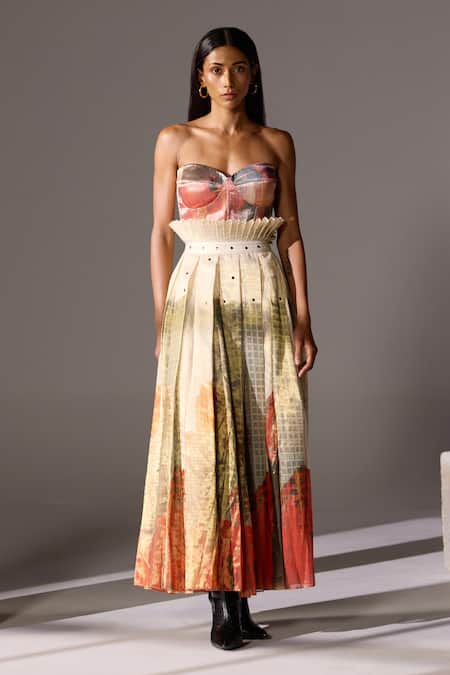 JYOTI SACHDEV IYER Organza Tissue Printed New York Long Skirt