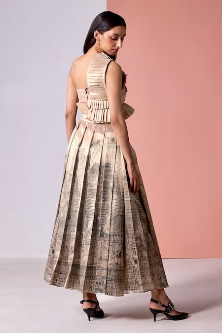 Jyoti Sachdev Iyer City Print Pleated Skirt 
