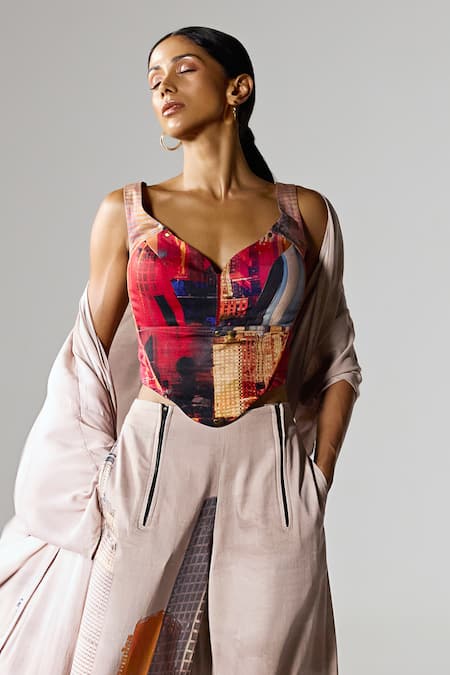 Jyoti Sachdev Iyer New York Print Jacket With Pant Set 