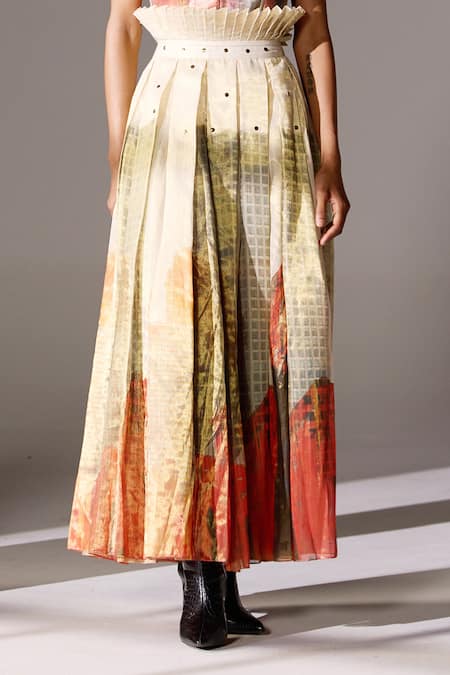 Jyoti Sachdev Iyer_Organza Tissue Printed New York Sweetheart Skirt With Corset _Online_at_Aza_Fashions