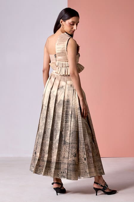 Jyoti Sachdev Iyer Pleated Crop Top With Skirt 