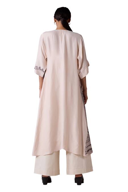 Buy_Jyoti Sachdev Iyer_Beige Linen Satin Printed London Placement Trouser _Online_at_Aza_Fashions