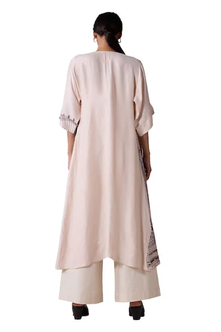 Shop_Jyoti Sachdev Iyer_Beige Linen Satin Printed London Placement Corset _Online_at_Aza_Fashions