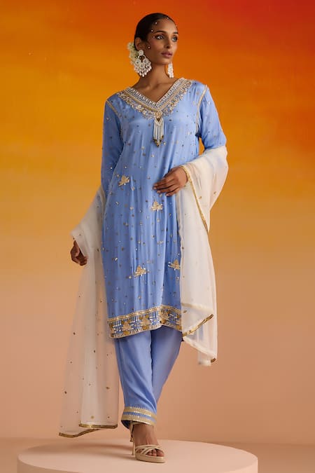 OHH CROW Sequin Embroidered Kurta Pant Set 