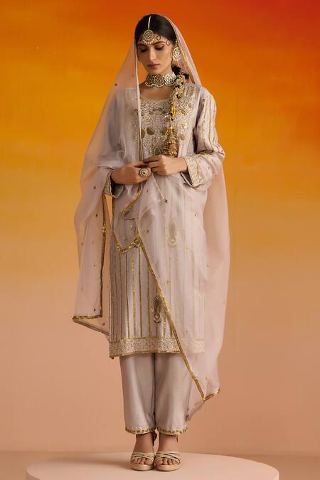 Buy OHH CROW Grey Silk, Cotton Sequins, Diamonds, Zari, Embroidery Scoop Neck Hand Kurta Set Online at Aza Fashions Buy_OHH CROW_Grey Silk, Cotton Sequins, Diamonds, Zari, Embroidery Scoop Neck Hand Kurta Set _Online_at_Aza_Fashions