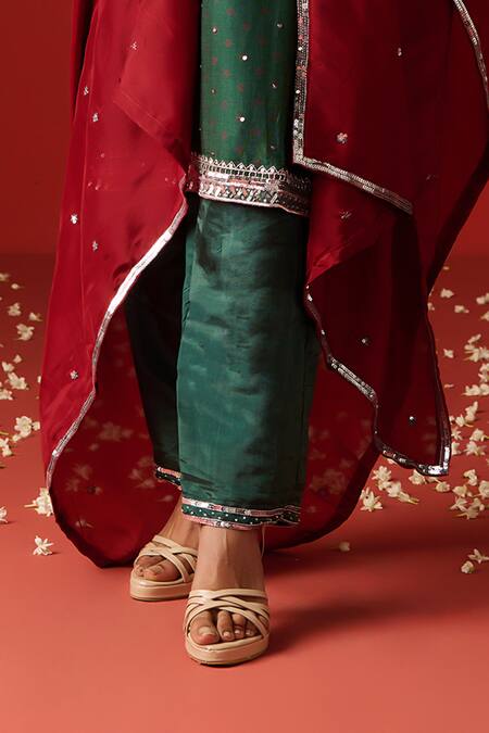 Buy OHH CROW Green Chanderi, Cotton, Silk Sequins, Diamonds, Zari, Embroidery Hand Kurta Set Online at Aza Fashions Buy_OHH CROW_Green Chanderi, Cotton, Silk Sequins, Diamonds, Zari, Embroidery Hand Kurta Set _Online_at_Aza_Fashions