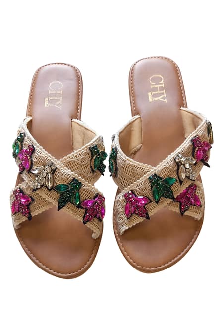 Cinderella By Heena Yusuf Buzz Crystal Embellished Flats 