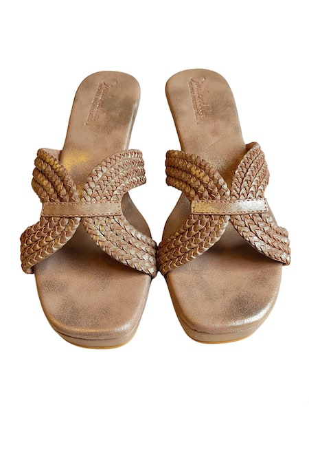 Cinderella By Heena Yusuf Braided Woven Wedges 