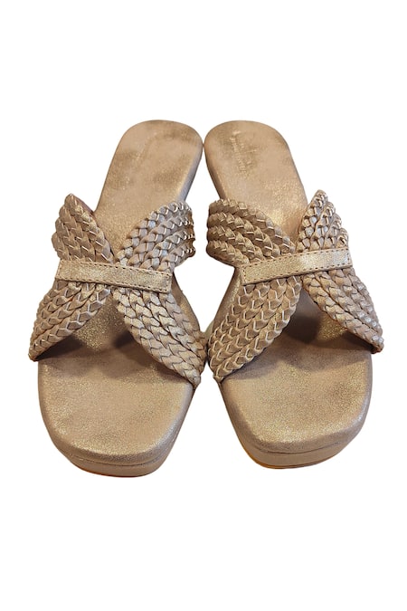 Cinderella By Heena Yusuf Woven Braided Wedges 