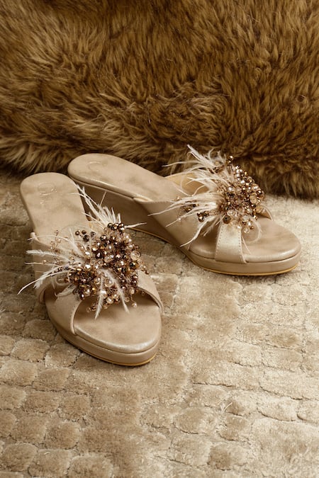 Cinderella By Heena Yusuf Lyla Stone Embellished Wedges 