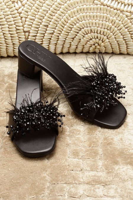 Cinderella By Heena Yusuf Lyla Strap Embellished Block Heels 