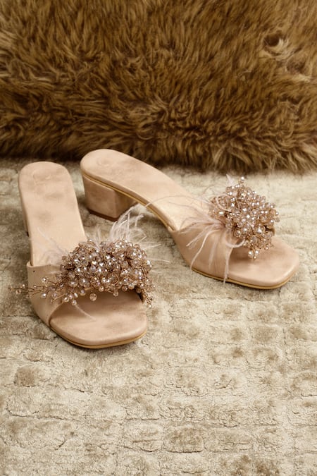 Cinderella By Heena Yusuf Lyla Stone Embellished Block Heels 