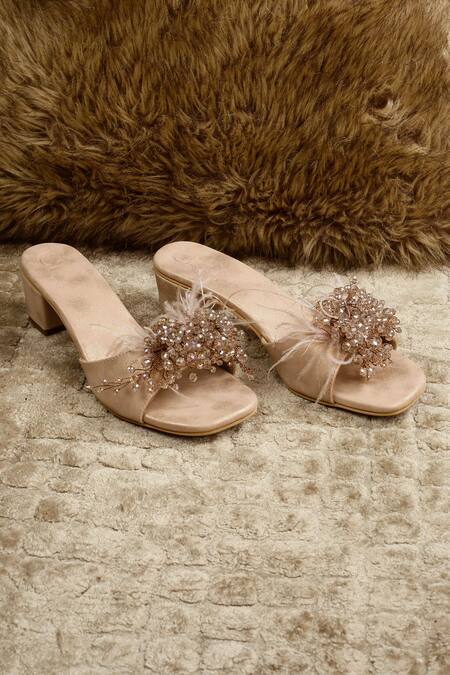 Cinderella By Heena Yusuf_Pink Lyla Stone Embellished Block Heels _Online_at_Aza_Fashions