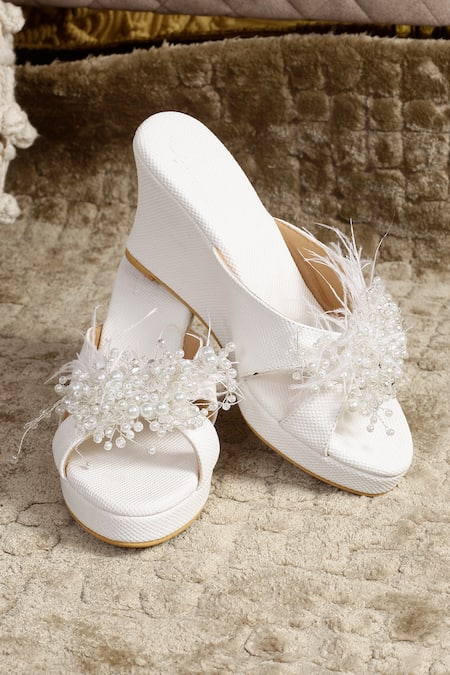 Cinderella By Heena Yusuf Lyla Feather Embellished Wedges 
