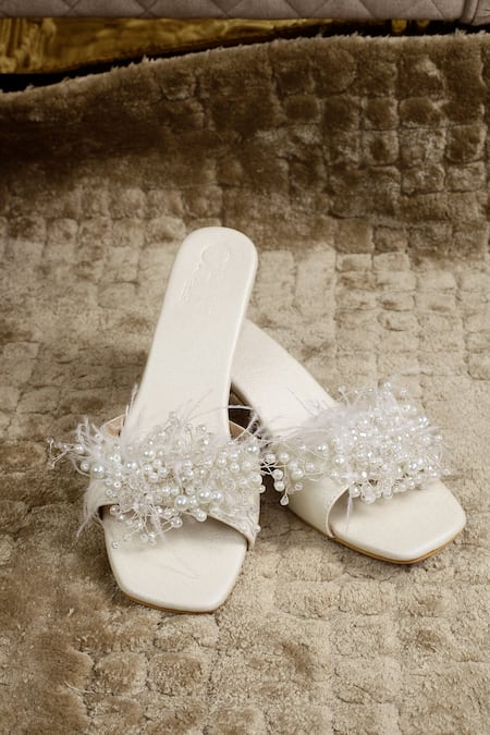 Cinderella By Heena Yusuf Lyla Square Toe Embellished Block Heels 