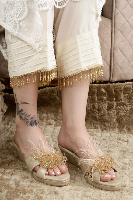 Cinderella By Heena Yusuf Lyla Bead Embellished Wedges 