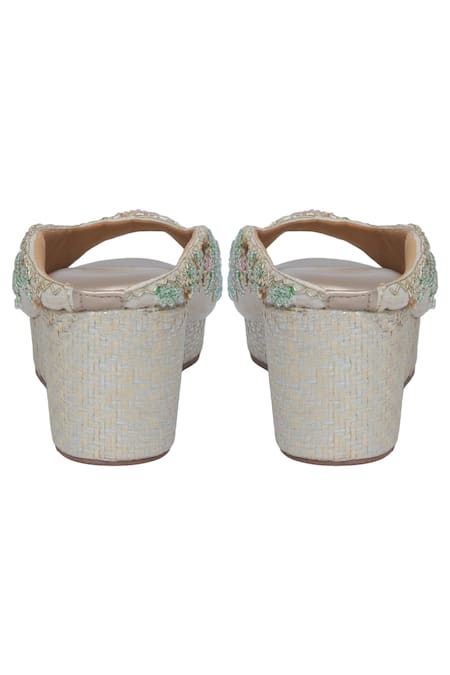 Buy_Kkarma Accessories_Multi Color Embroidery Indu Bead Floral Wedges _Online_at_Aza_Fashions