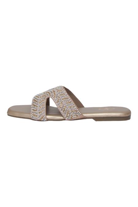 Kkarma Accessories_Multi Color Latika Bead Crystal Embellished Flats _Online_at_Aza_Fashions