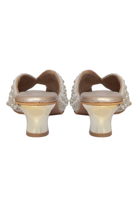 Buy_Kkarma Accessories_Off White Pearls Embellished Mules _Online_at_Aza_Fashions