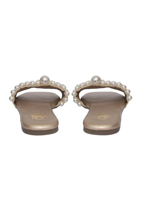 Buy_Kkarma Accessories_Off White Pearl Embellished Flats _Online_at_Aza_Fashions