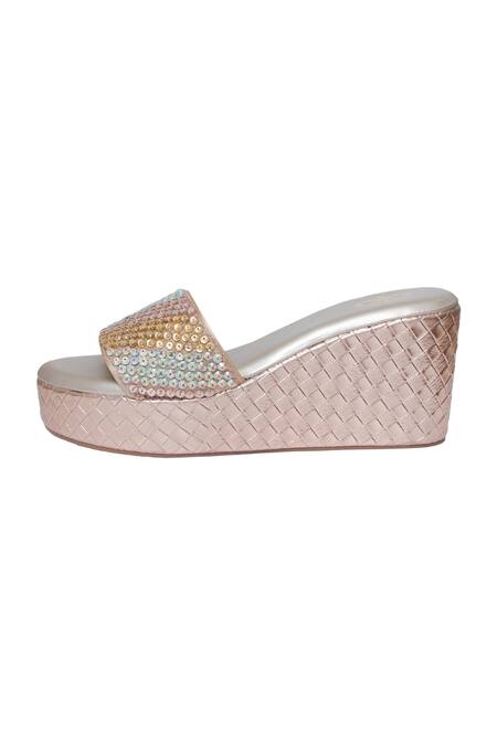 Kkarma Accessories Multi Color Crystals Samara Embellished Platforms Online at Aza Fashions Kkarma Accessories_Multi Color Crystals Samara Embellished Platforms _Online_at_Aza_Fashions