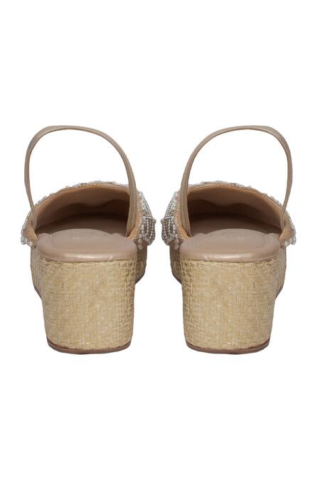 Kkarma Accessories_Multi Color Beads, Crystals Tanvi Embellished Platform Wedges _Online_at_Aza_Fashions