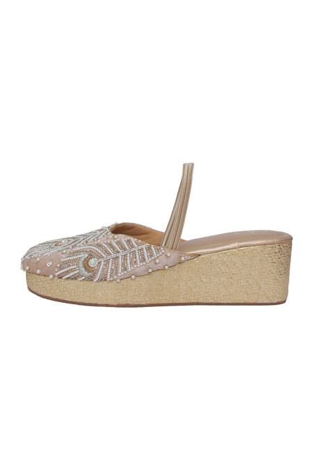 Buy_Kkarma Accessories_Multi Color Beads, Crystals Tanvi Embellished Platform Wedges _Online_at_Aza_Fashions