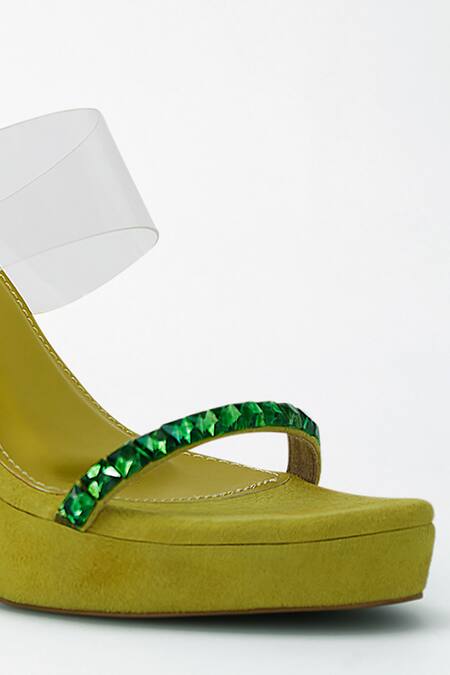 Shop_Signature Sole_Green Diamond Studded Heels 