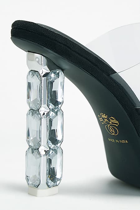 Signature Sole Black Diamond Studded Strap Heels Online at Aza Fashions Signature Sole_Black Diamond Studded Strap Heels _Online_at_Aza_Fashions