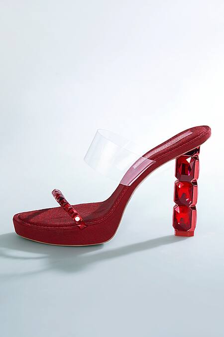 Signature Sole Red Diamonds Embellished Heels Online at Aza Fashions Signature Sole_Red Diamonds Embellished Heels _Online_at_Aza_Fashions