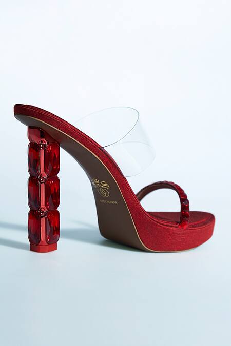 Buy Signature Sole Red Diamonds Embellished Heels Online at Aza Fashions Buy_Signature Sole_Red Diamonds Embellished Heels _Online_at_Aza_Fashions
