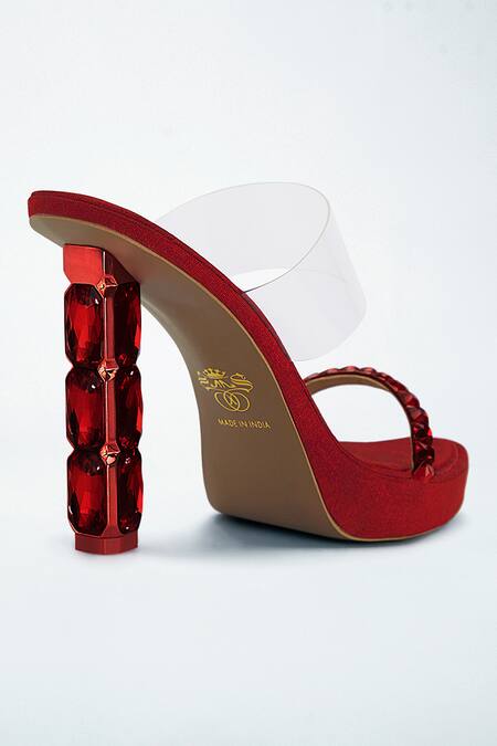 Signature Sole Red Diamonds Embellished Heels at Aza Fashions Signature Sole_Red Diamonds Embellished Heels _at_Aza_Fashions