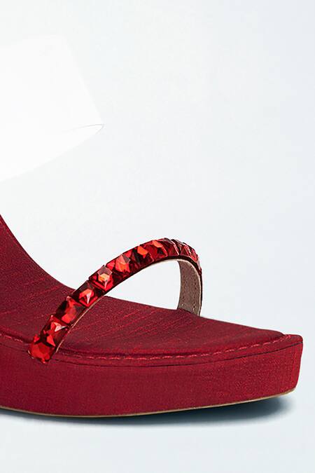 Shop Signature Sole Red Diamonds Embellished Heels Shop_Signature Sole_Red Diamonds Embellished Heels