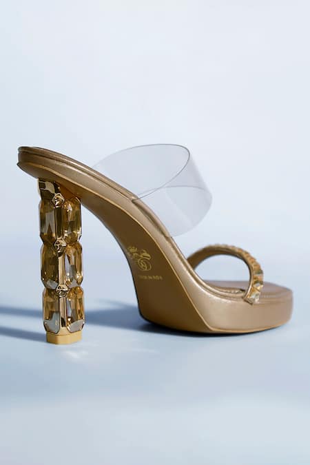 Buy Signature Sole Gold Diamonds Studded Strap Block Heels Online at Aza Fashions Buy_Signature Sole_Gold Diamonds Studded Strap Block Heels _Online_at_Aza_Fashions