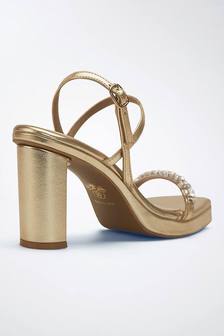 Shop_Signature Sole_Gold Stones Embellished Heels _Online_at_Aza_Fashions