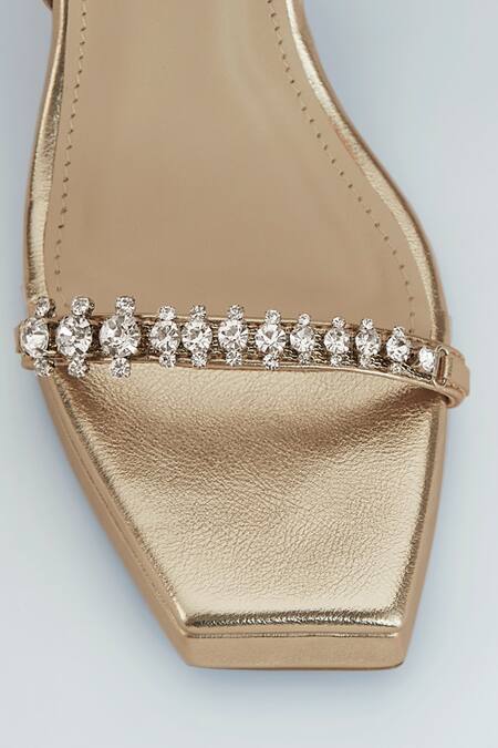 Buy_Signature Sole_Gold Stones Embellished Heels 