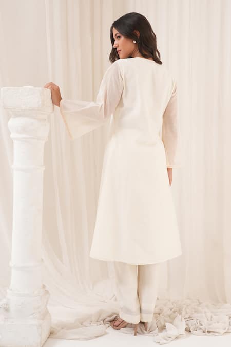 House Of TA-YA Hand Embroidered A-line Kurta With Pant 