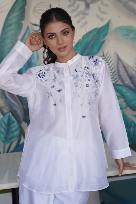 Myra Clothing Line Resham Floral Embroidered Top 