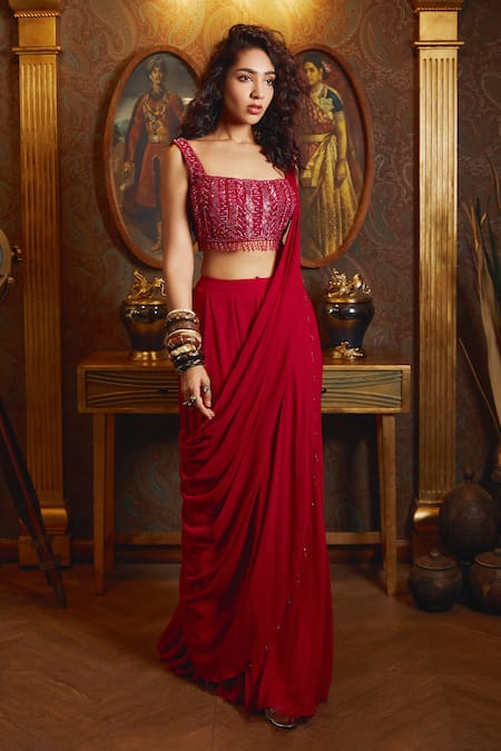 Diyarajvvir Georgette Panelled Skirt Saree With Blouse 