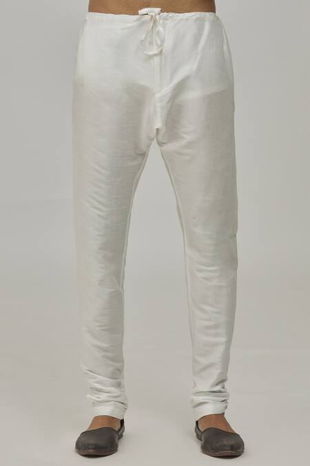 Arihant Rai Sinha_White , Satin Embroidery Thread Sherwani Set _at_Aza_Fashions