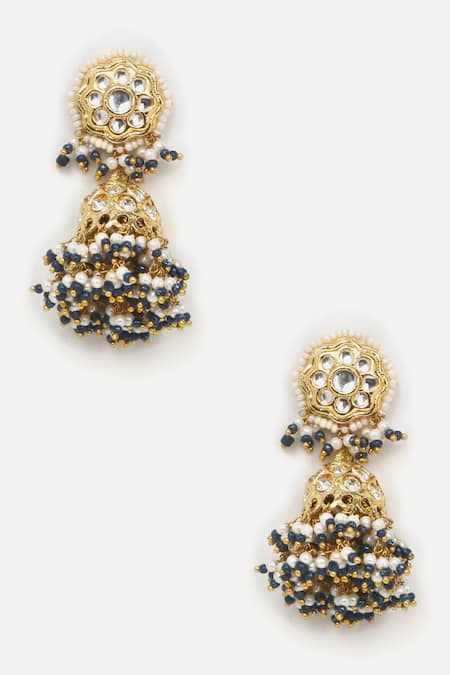 Shop Dugran By Dugristyle Blue Pearls, Gota Patti, Stones Padma Noor Kundan Necklace Set Online at Aza Fashions Shop_Dugran By Dugristyle_Blue Pearls, Gota Patti, Stones Padma Noor Kundan Necklace Set _Online_at_Aza_Fashions