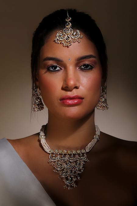 Dugran By Dugristyle Padma Bahar Kundan & Pearl Necklace Set 