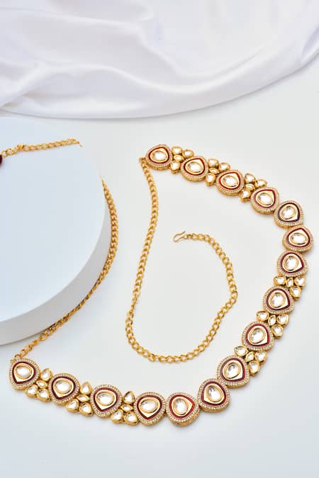 Swabhimann Gold Plated Polki Kamarbandh 