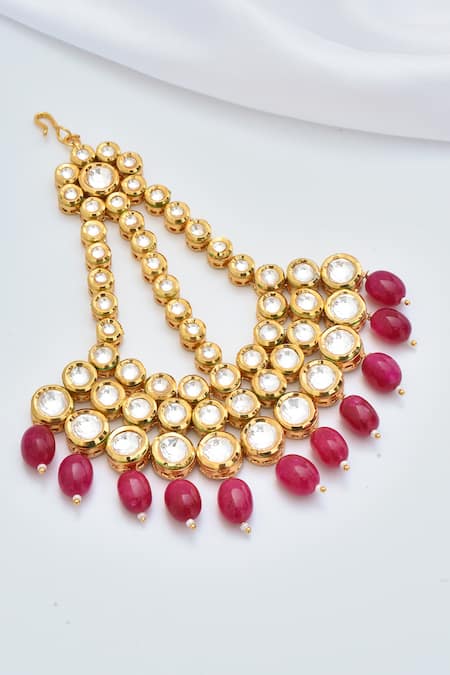 Shop_Swabhimann_Red Kundan Beaded Passa _at_Aza_Fashions