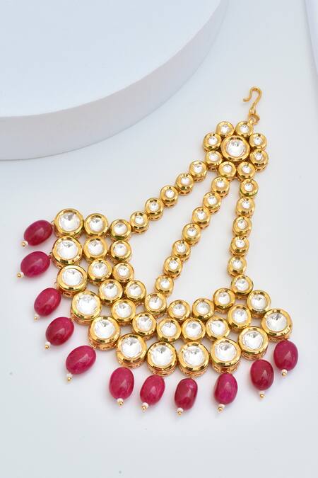 Shop_Swabhimann_Red Kundan Beaded Passa _Online_at_Aza_Fashions