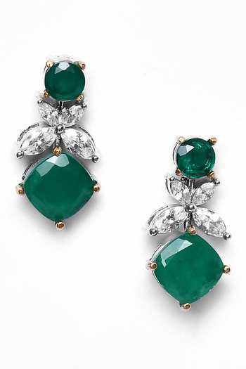 Buy_Our Purple Studio_Green Crystals, Stones Studded Floral Necklace Set_Online_at_Aza_Fashions