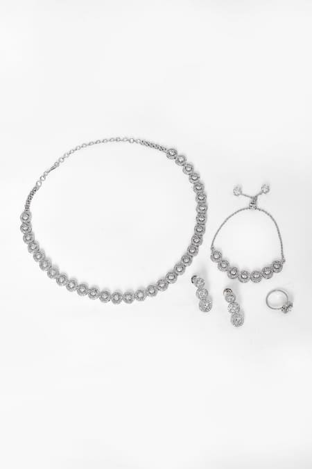 Our Purple Studio Round Stone Studded Necklace Set 