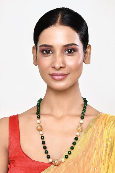 Our Purple Studio_Green Bead Pearl Necklace_Online_at_Aza_Fashions