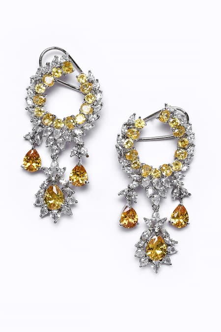 Our Purple Studio Crystal Embellished Dangler Earrings 