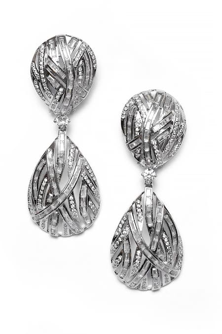 Our Purple Studio Stone Embellished Dangler Earrings 